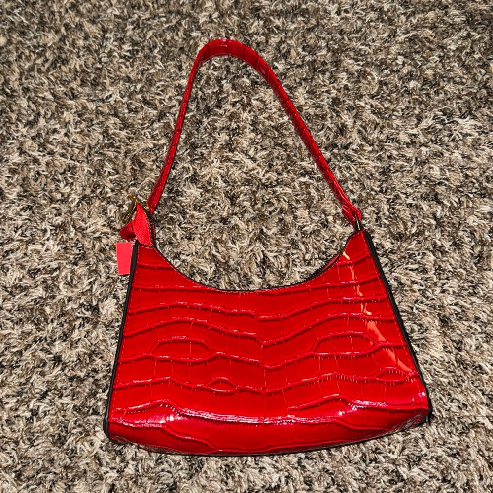 red leather purse